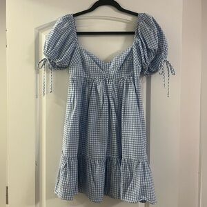 The Impeccable Pig Light Blue Checkered Dress
